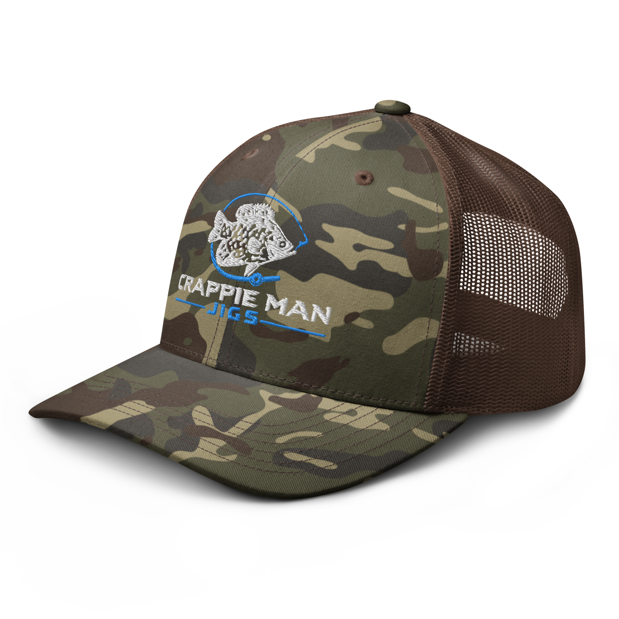 Crappie Man Jigs Camouflage trucker hat